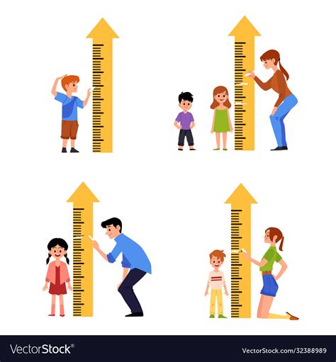 Kid Height Measure Chart Set Little Cartoon Vector Image