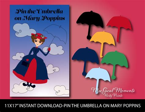 Mary Poppins Party Game Pin The Umbrella On Mary Poppins Etsy