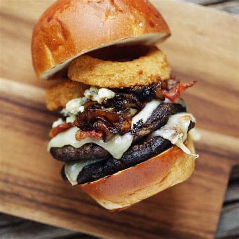 Mushroom Blue Cheese And Caramelized Onion Burger