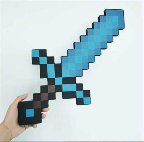 Minecraft Blue Sword Diamond Weapon Soft Eva Foam 45cm Ebay