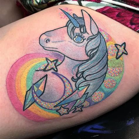 Cute Colorful Sparkly Unicorn Tattoo