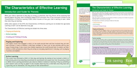 Eyfs Characteristics Of Effective Learning Introduction And Guide For