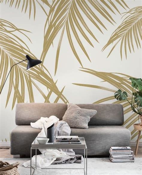 Buy Gold Palm Leaves Dream 1 Wall Mural Free Us Shipping At Happywall
