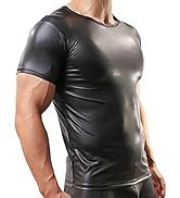 YUFEIDA Men S Faux Leather Vest Undershirt Tank Top Sleeveless Shirt