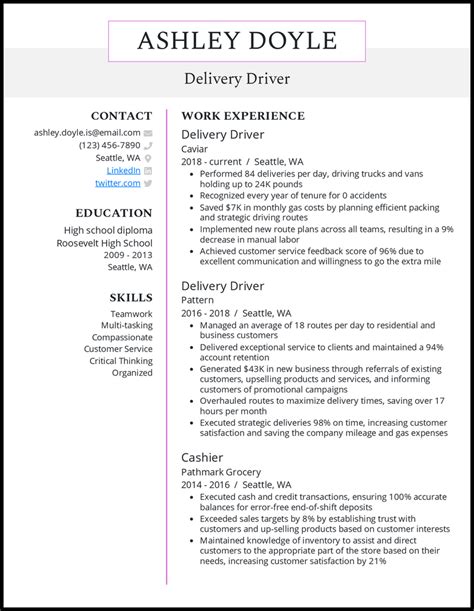 Delivery Driver Resume Example Writing Tips For 2022 Riset