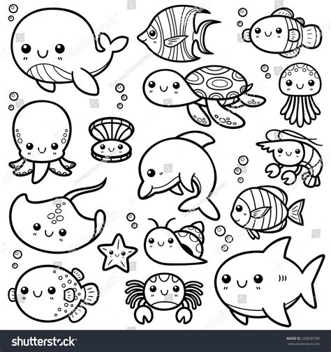 Vector Illustration Of Sea Animals Cartoon Coloring Book Avec Images