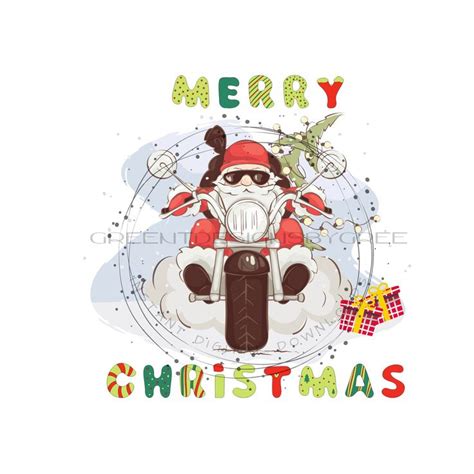 Biker Santa Sublimation Png Merry Christmas Clipart Hip Santa On