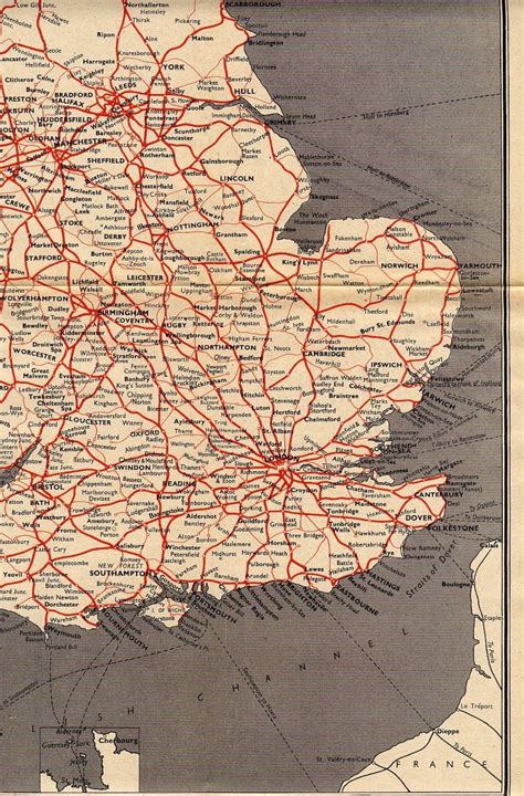 The 1956 British Railways Passenger Network Map 4 World Maps Map