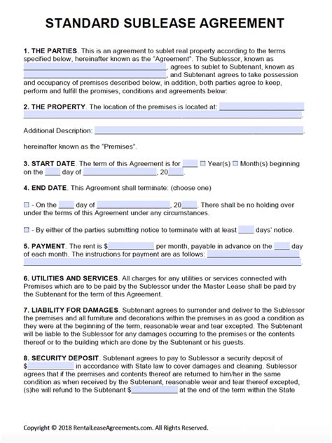 Free Printable Rental Lease Agreement Templates Pdf And Word