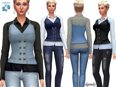 The Sims Resource Top And Vest By Dgandy • Sims 4 Downloads