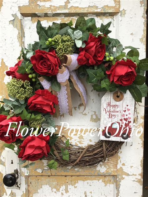 Valentines Day Wreath For Front Door Red Rose Wreath Wreaths For
