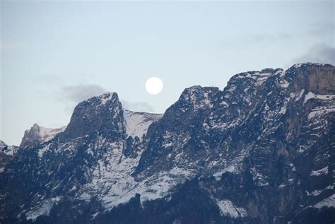 Full Moon Over Snowy Mountains Free Image Download