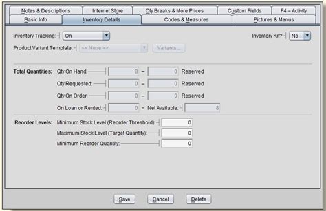 Item Record Inventory Details Tab Certek Software