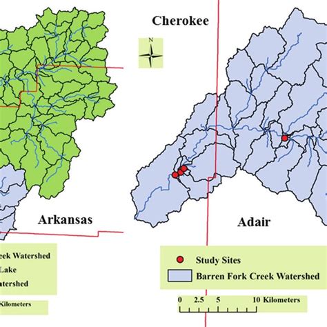 A Illinois River And Barren Fork Creek Watersheds In Oklahoma And