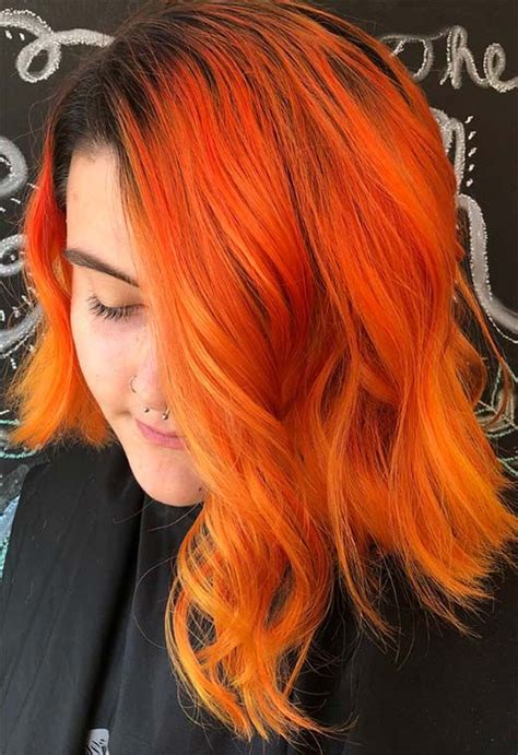 Fiery Orange Hair Color Shades Orange Hair Dyeing Tips Frisuren Hair Color Orange Hair