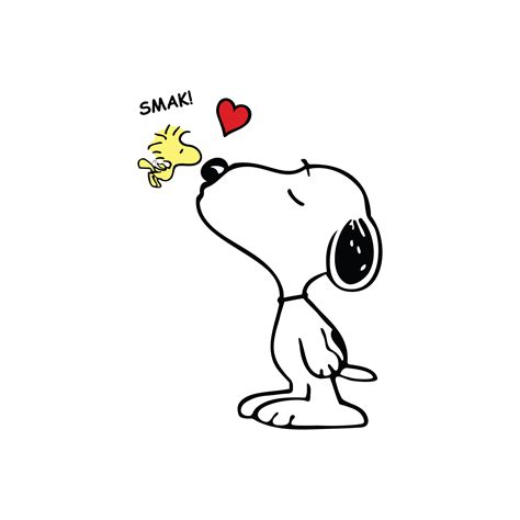 Peanuts Snoopy Kissing Woodstock With Hearts Digital Etsy