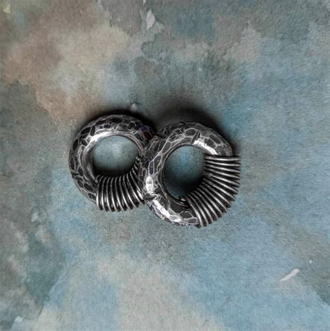 Sterling Silver All Gauges Size Oxidize Gauge Spiral Earring Etsy