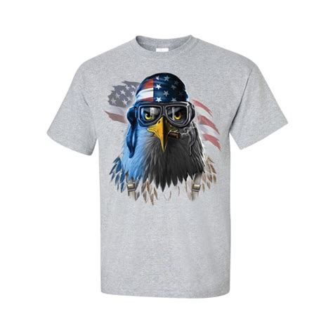 Mens Patriotic American Flag Freedom Fighter Eagle Short Sleeve T