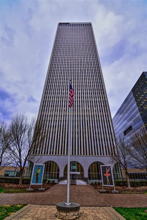 Bok Tower Downtown Tulsa Ok With An American Flag At The Front Entrance