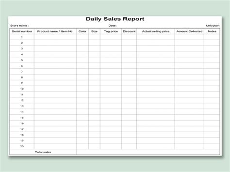 Excel Of Daily Sales Reportxlsx Wps Free Templates
