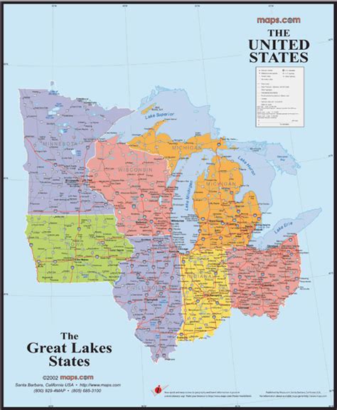 Great Lakes Regional Wall Map By Mapsales