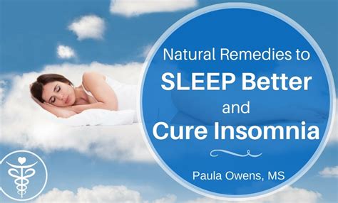 Natural Remedies To Sleep Better And Cure Insomnia Paula Owens Ms