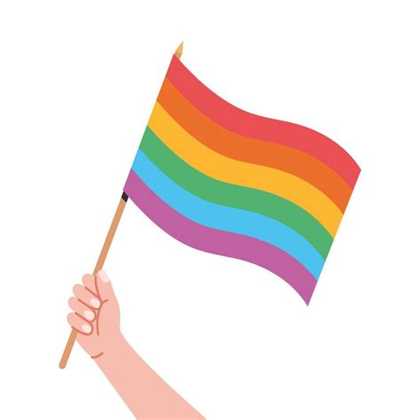 rainbow flag in hand pride flag hand holding lgbt symbol isolated on white background vector