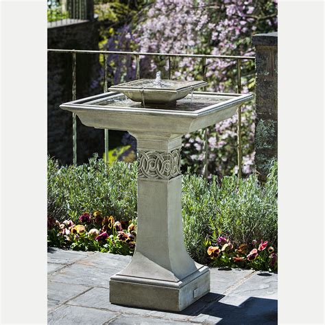 Square Portwenn Bird Bath Water Fountain Kinsey Garden Decor