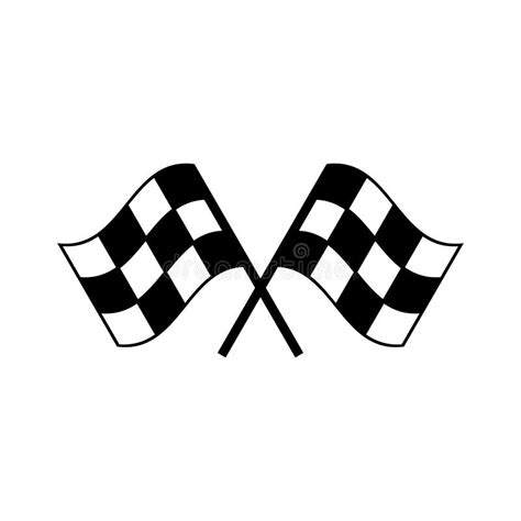 Two Crossed Auto Racing Flag Icon Vector Illustration Stock Vector
