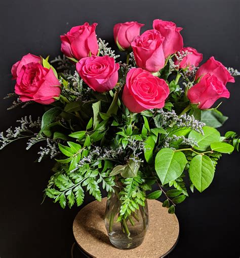 Hot Pink Rose Bouquet Ithaca Flower Shop