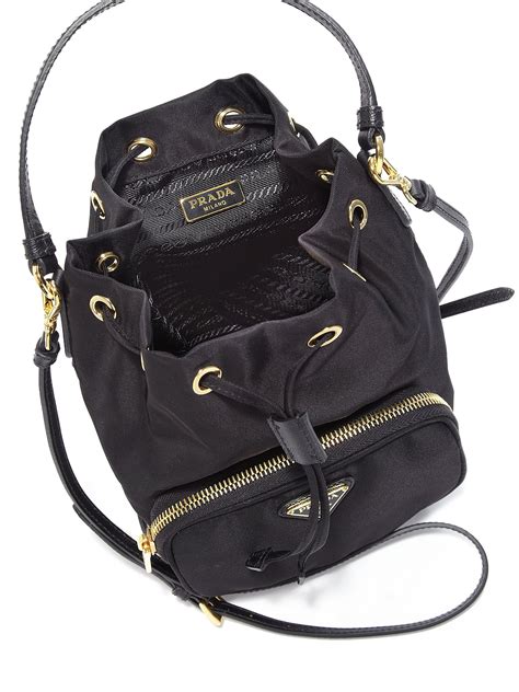 Lyst Prada Tess Drawstring Nylon Pouch Crossbody Bag In Black