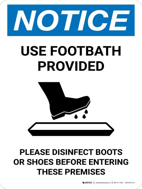 Notice Use Footbath With Icon Portrait Wall Sign