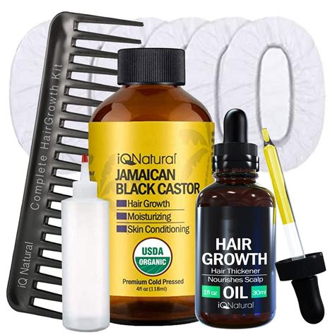 iq natural jamaican black castor oil hair oil for hair growth complete hair growth kit