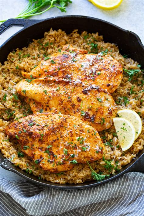 Stir in rice, 1 lb. Simple Garlic Parmesan Chicken with Lemon Rice | Recipe ...