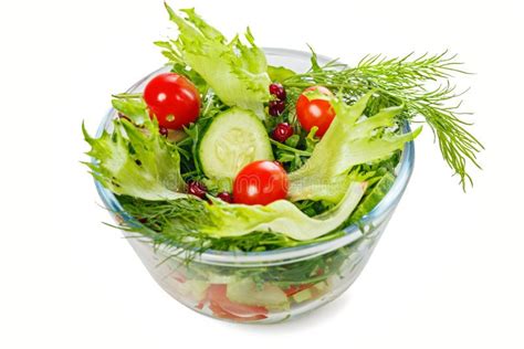 Bowl Of Salad With Fresh Vegetables Stock Image Image Of Blue
