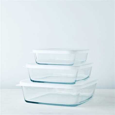 3 Piece Square Borosilicate Glass Baking Dish Set With Lids Glass