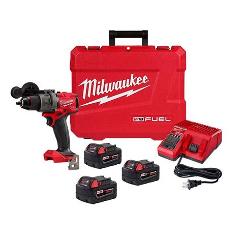 milwaukee m18 fuel 18 v lithium ion brushless cordless 1 2 in hammer drill driver kit with 3