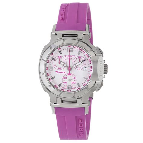 tissot women s t0482171701701 t race white dial pink silicone strap watch via