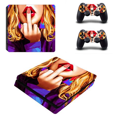 Ps4 Slim And Controllers Skin Cover Sexy Lady