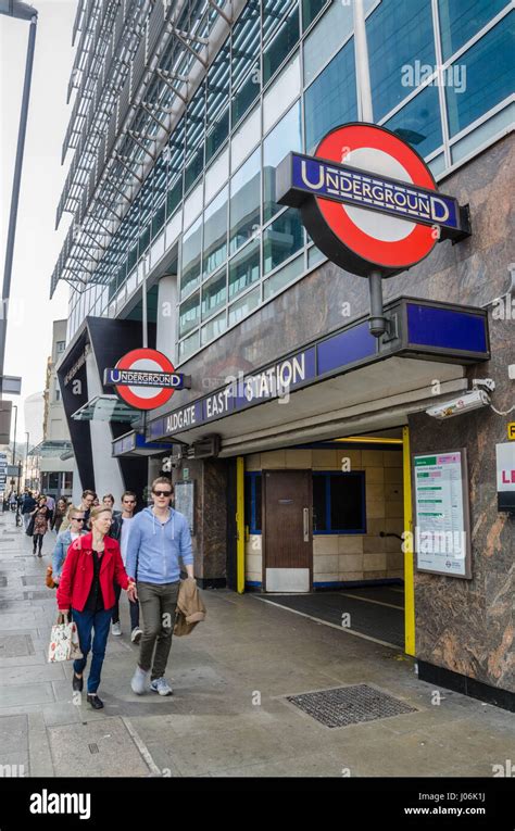 An Entrance Exit Into Aldgate East London Underground Station Stock