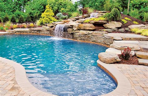 Swimming Pool Rock Waterfall Pictures Blue Haven Custom Swimming