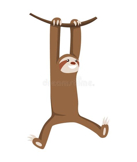 Lets Hang Out Cute Baby Sloth Hanging On The Tree Adorable Cartoon