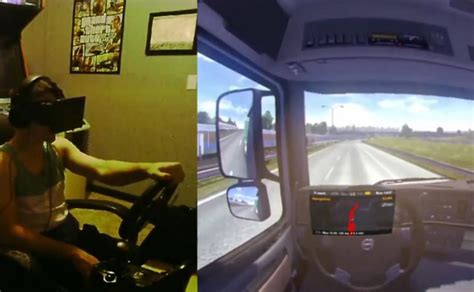 oculus rift 25 minuten unterwegs mit dem euro truck simulator 2 und aufgesetzter vr brille
