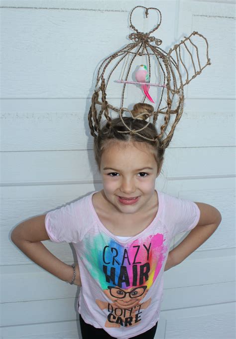 Unique Birdcage Hairstyle For Crazy Hair Day At School