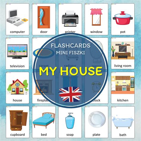 Mój Dom Fiszki Obrazkowe W Języku Angielskim My House Flashcards