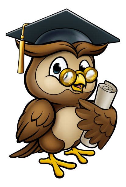 Cartoon Of Wise Owl Graduation Cap Stock Photos Pictures And Royalty