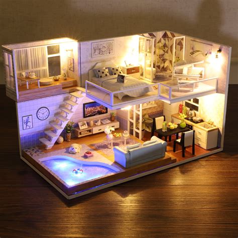 Diy Doll House Kit Realistic Mini 3d Loft Apartments Dollhouse Toy With