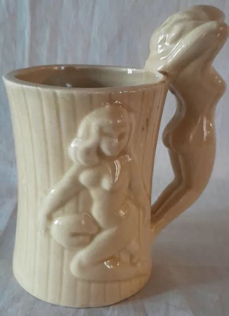 VINTAGE NOVELTY MID Century Kitsch Naked Nude Lady Ceramic White Coffee