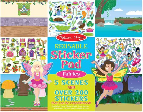 Melissa And Doug Reusable Sticker Pad Fairies 200 Stickers Craft