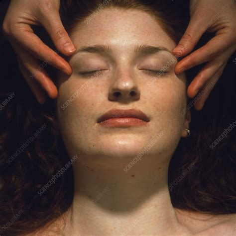 Woman Receives A Facial Massage Stock Image M740 0399 Science Photo Library